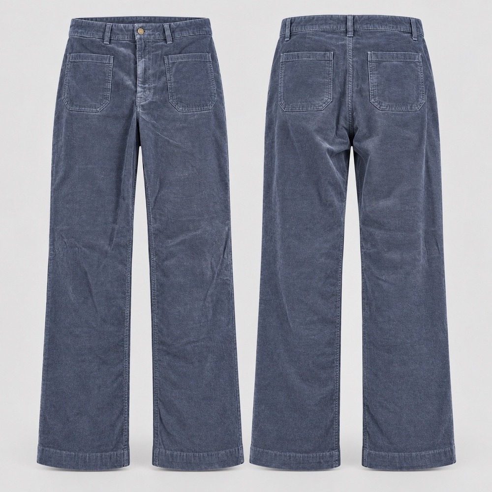 Eddie Bauer pant Women 14 Navy Corduroy Straight wide patch pockets 36/30